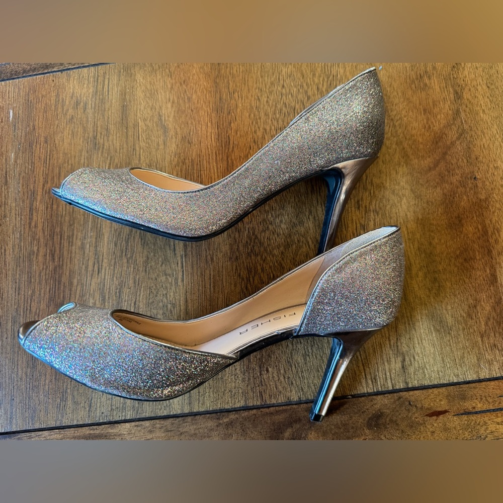Marc Fisher Glitter Peep-Toe High Heel Pumps Women’s 8M - Picture 5 of 10